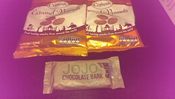 caramel almonds and Jo Jo Bar